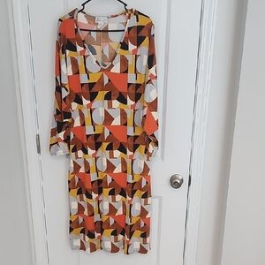 Geometric Print V-Neck Dress
